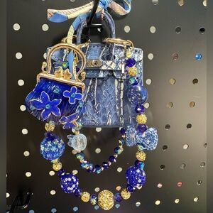 👉 Blue Real Leather Mini Bag Charm Set | Exact Item Shown